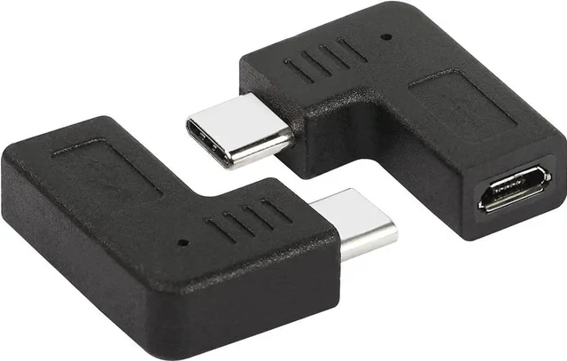 Alt view image 2 of 7 - Right Angle USB C to Micro USB Adapter, 90 Degree Type C Male to Micro 5pin USB Female Charging and Data Transfer Connector Converter Adapter - 2 Pcs/Black