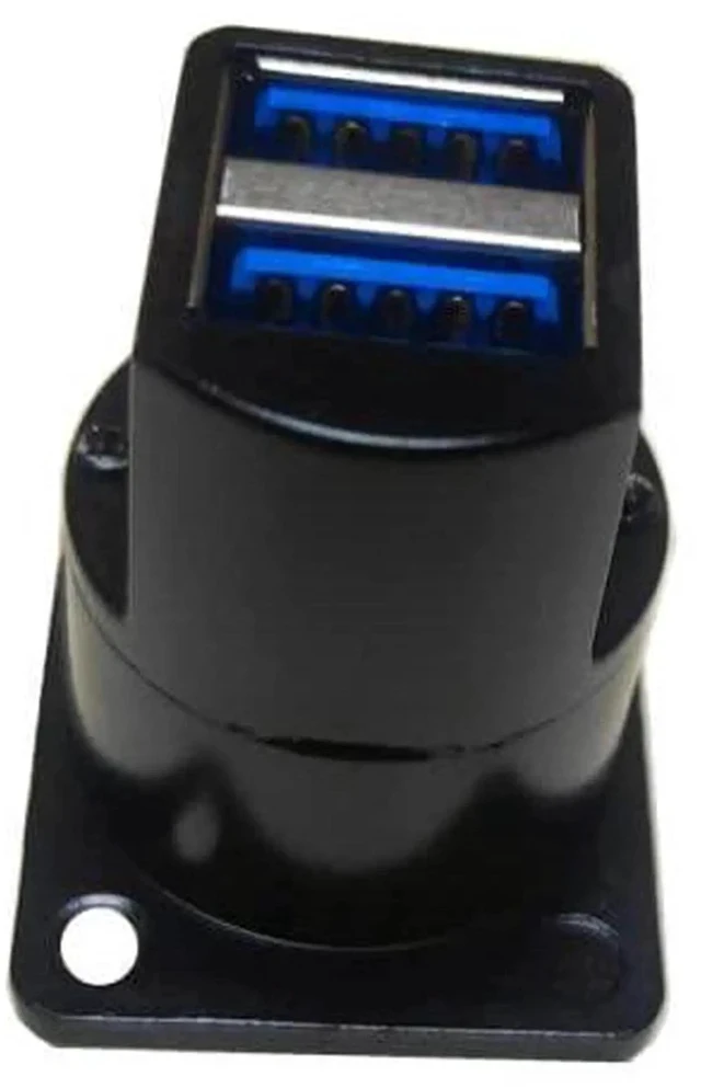 Alt view image 4 of 7 - USB 3.0 D Panel Mount Socket Dual 2X USB Port Solderless Series D-Type Connector Female to Female Coupler Pass Through Adapter with Screws