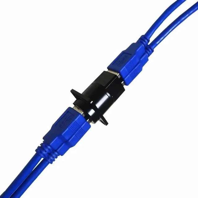 Alt view image 5 of 7 - USB 3.0 D Panel Mount Socket Dual 2X USB Port Solderless Series D-Type Connector Female to Female Coupler Pass Through Adapter with Screws