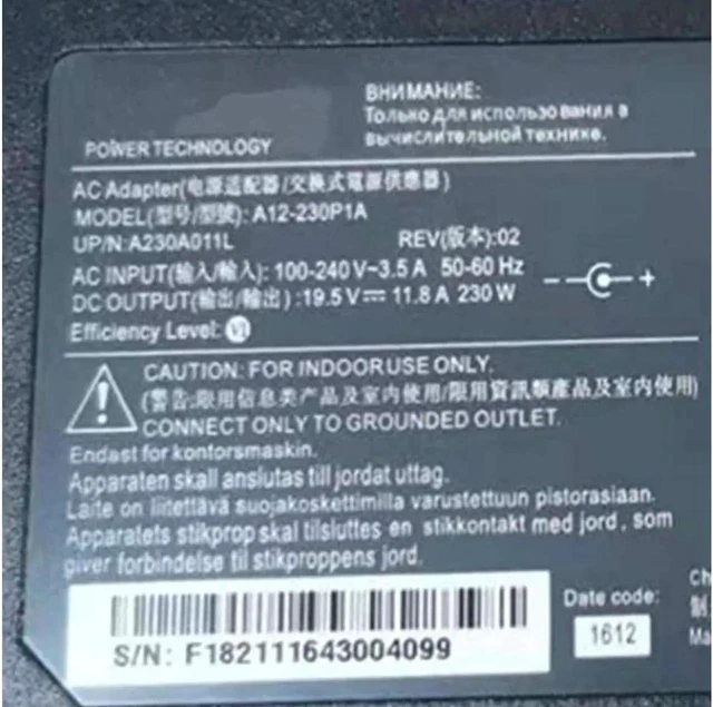 Alt view image 3 of 4 - New 19.5V 11.8A 230W 7.4 x 5.0mm Compatible with Chicony A12-230P1A AC Adapter for MSI GT72S G752VY GE63VR ADP-230EB T A230A006L A230A011L
