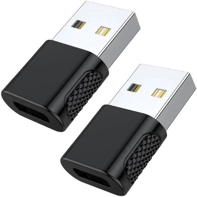 Main image of USB C Female to USB Male Adapter 2 Pack, USB Type C Cable to USB A Charger Converter for Apple Watch Ultra SE Series 8 7, iPhone 14 13 12 11, AirPods, iPad and More - Black