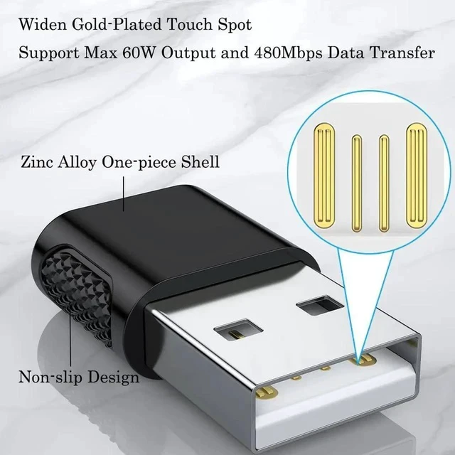 Alt view image 2 of 7 - USB C Female to USB Male Adapter 2 Pack, USB Type C Cable to USB A Charger Converter for Apple Watch Ultra SE Series 8 7, iPhone 14 13 12 11, AirPods, iPad and More - Black
