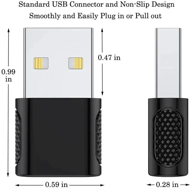 Alt view image 4 of 7 - USB C Female to USB Male Adapter 2 Pack, USB Type C Cable to USB A Charger Converter for Apple Watch Ultra SE Series 8 7, iPhone 14 13 12 11, AirPods, iPad and More - Black