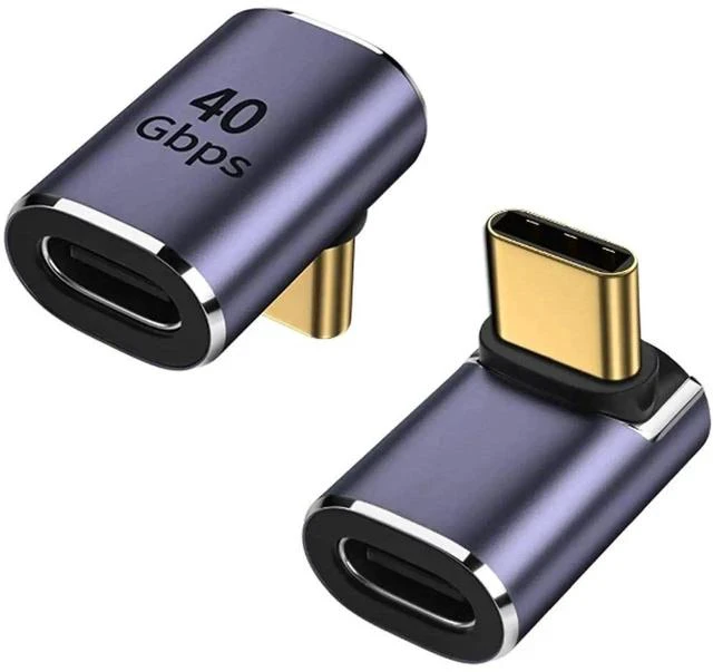 Main image of 90 Degree Right Angle USB C Male to USB C Female Adapter, Up and Down USB Type C Adapter Extender for Steam Deck, ROG Ally, Switch, Notebook, PC, Tablet, Phone and More - 2 Pack