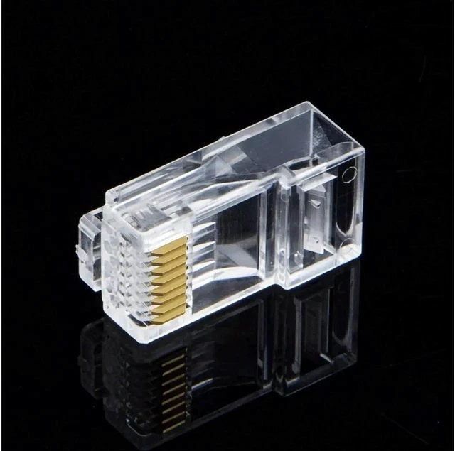 Alt view image 2 of 6 - Cat6 RJ45 Ends, 100-PACK Cat6 Connector, Cat6 / Cat5e RJ45 Connector, Ethernet Cable Crimp Connectors UTP Network Plug for Solid Wire and Standard Cable, Transparent