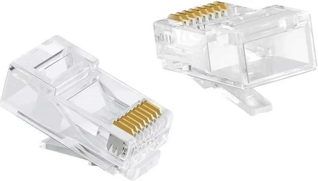 Alt view image 4 of 6 - Cat6 RJ45 Ends, 100-PACK Cat6 Connector, Cat6 / Cat5e RJ45 Connector, Ethernet Cable Crimp Connectors UTP Network Plug for Solid Wire and Standard Cable, Transparent