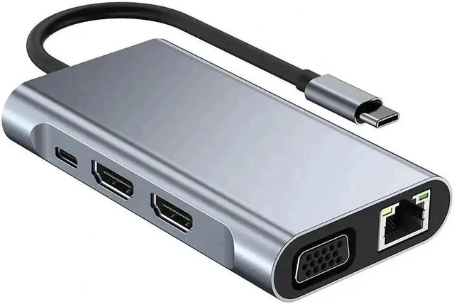 Alt view image 3 of 4 - 8in1 USB C To Lightning Cable Hub 5Gpbs High Speed 1000Mbps Ethernet Usb C Hub Dual HDTV 4K Adapter Splitter for Laptop