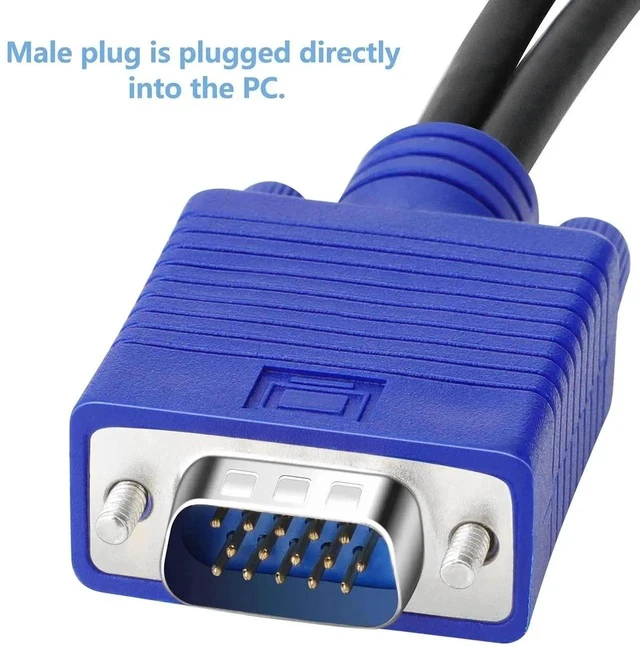Alt view image 7 of 7 - Dual VGA Splitter Monitor Cable 1 Male to 2 Female Adapter Converter VGA Video Y Cable Cord for Screen Duplication