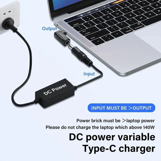 Alt view image 7 of 7 - PD 140W DC6037 to Type C Power Charging Adapter DC 6.0mm x 3.7mm Female (6.0 x 0.6mm) Input to USB C Male Connector with PD Automatic Identification Chip,for Phone,Tablet,Laptop (DC6037 Q)