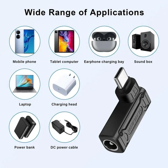 Alt view image 4 of 7 - PD 140W DC5525 to Type C Power Charging Adapter DC 5.5mm x 2.5mm Female Input to USB C Male Connector with PD Automatic Identification Chip,for Phone,Tablet,Laptop (DC5525 F)