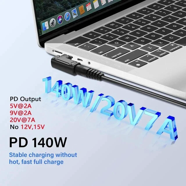 Alt view image 5 of 7 - PD 140W DC5525 to Type C Power Charging Adapter DC 5.5mm x 2.5mm Female Input to USB C Male Connector with PD Automatic Identification Chip,for Phone,Tablet,Laptop (DC5525 F)