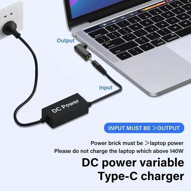Alt view image 7 of 7 - PD 140W DC5525 to Type C Power Charging Adapter DC 5.5mm x 2.5mm Female Input to USB C Male Connector with PD Automatic Identification Chip,for Phone,Tablet,Laptop (DC5525 F)