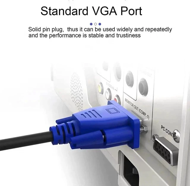 Alt view image 7 of 7 - VGA Cable 6 Feet, Gold-Plated Shielded VGA Male to Male Monitor Computer Cable Adapter Cord 15 Pin HD15 1080P@60Hz Full HD High Resolution for TV Computer Projector-Blue-Upgraded
