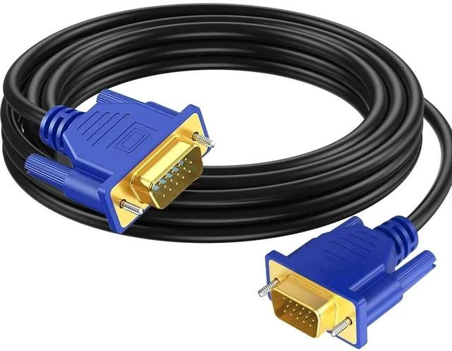 Main image of VGA Cable 15 FT, Gold-Plated Long Computer Monitor Cord, Shielded 15 Pin HD15 1080P@60Hz Full HD High Resolution for TV, Computer, Projector, Doking Station