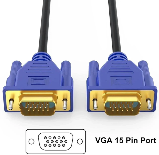 Alt view image 4 of 7 - VGA Cable 15 FT, Gold-Plated Long Computer Monitor Cord, Shielded 15 Pin HD15 1080P@60Hz Full HD High Resolution for TV, Computer, Projector, Doking Station