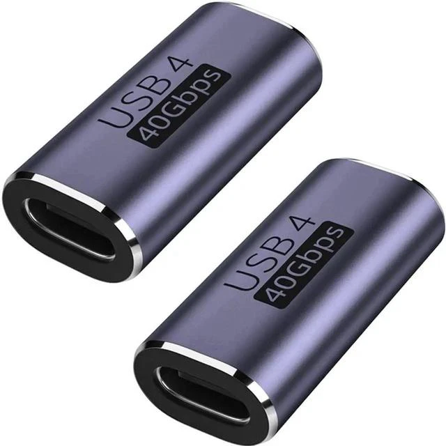 Main image of USB C Coupler (2 Pack), USB Type C Female to Female Adapter Extender Compatible with Thunderbolt 4/3 Support up to 40Gbps Data Transfer, 100W Power Delivery and 8K@60Hz Video Pass Through