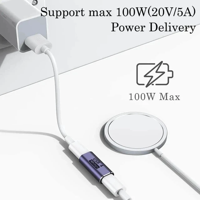 Alt view image 2 of 7 - USB C Coupler (2 Pack), USB Type C Female to Female Adapter Extender Compatible with Thunderbolt 4/3 Support up to 40Gbps Data Transfer, 100W Power Delivery and 8K@60Hz Video Pass Through
