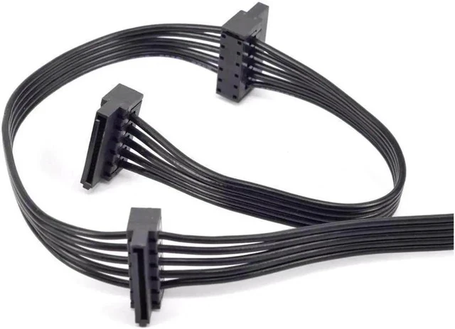 Alt view image 3 of 4 - PCIe 6Pin to 3x SATA Curved Power Supply Cable for KM3 Series X-750 X-850 SS-1050XP3 SS-1200XP3 M12II Evo Series 520 620 650 750 850 Snow Silent 750 1050 FOCUS PLUS Gold SSR-850FX