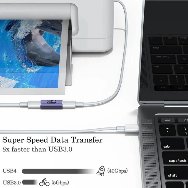 Alt view image 3 of 7 - USB C Coupler (2 Pack), USB Type C Female to Female Adapter Extender Compatible with Thunderbolt 4/3 Support up to 40Gbps Data Transfer, 100W Power Delivery and 8K@60Hz Video Pass Through