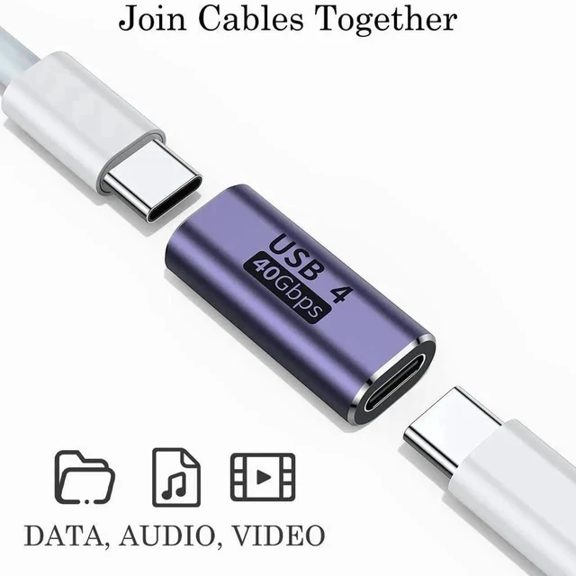 Alt view image 7 of 7 - USB C Coupler (2 Pack), USB Type C Female to Female Adapter Extender Compatible with Thunderbolt 4/3 Support up to 40Gbps Data Transfer, 100W Power Delivery and 8K@60Hz Video Pass Through