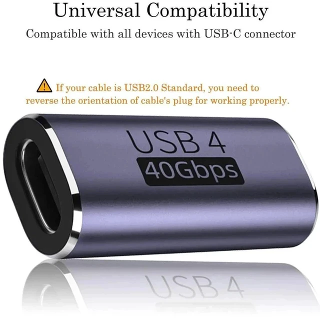 Alt view image 4 of 7 - USB C Coupler (2 Pack), USB Type C Female to Female Adapter Extender Compatible with Thunderbolt 4/3 Support up to 40Gbps Data Transfer, 100W Power Delivery and 8K@60Hz Video Pass Through