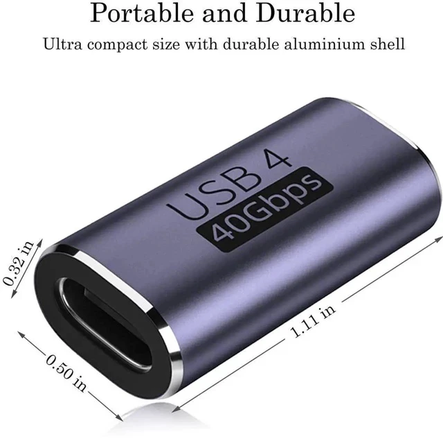 Alt view image 6 of 7 - USB C Coupler (2 Pack), USB Type C Female to Female Adapter Extender Compatible with Thunderbolt 4/3 Support up to 40Gbps Data Transfer, 100W Power Delivery and 8K@60Hz Video Pass Through