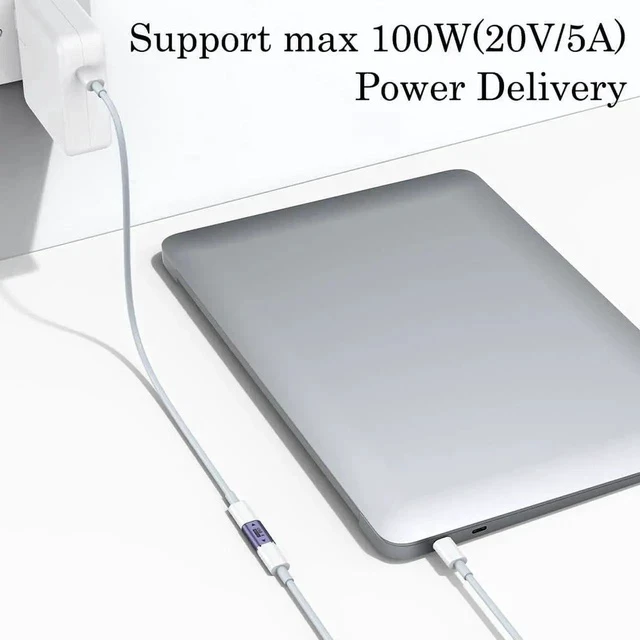 Alt view image 3 of 7 - USB C Male to Male Adapter (2 Pack), USB Type C Connector Extender Compatible with Thunderbolt 4/3 Support up to 100W Charging, 40Gbps Data Transfer and 8K@60Hz Video