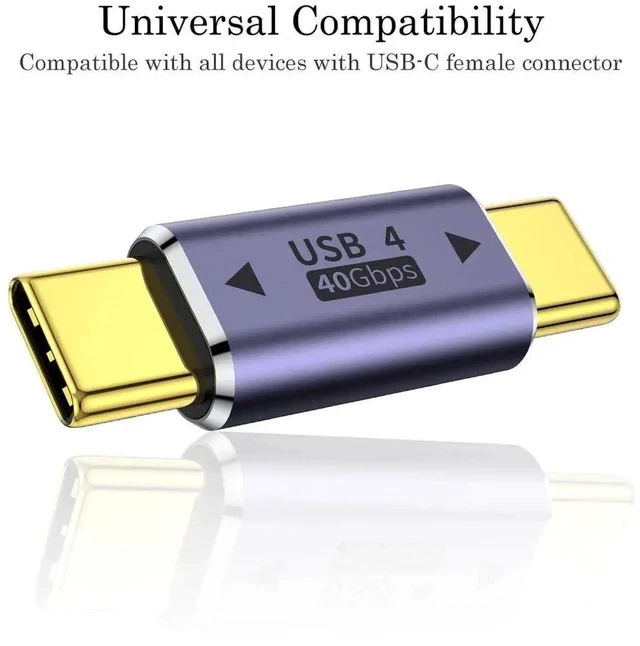 Alt view image 6 of 7 - USB C Male to Male Adapter (2 Pack), USB Type C Connector Extender Compatible with Thunderbolt 4/3 Support up to 100W Charging, 40Gbps Data Transfer and 8K@60Hz Video