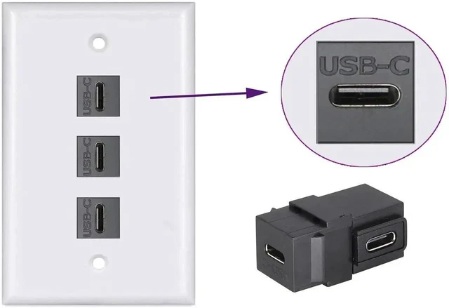 Alt view image 6 of 7 - 90 Degree USB C 3.1 Keystone Insert Jack Connector Right Angled USB 3.1 Type-C Female to Female Keystone Insert Socket Adapter Coupler for Wall Plate Outlet Panel (90 Degree/Black/2 Pack)
