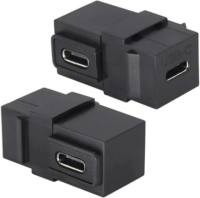 Main image of 90 Degree USB C 3.1 Keystone Insert Jack Connector Right Angled USB 3.1 Type-C Female to Female Keystone Insert Socket Adapter Coupler for Wall Plate Outlet Panel (90 Degree/Black/2 Pack)