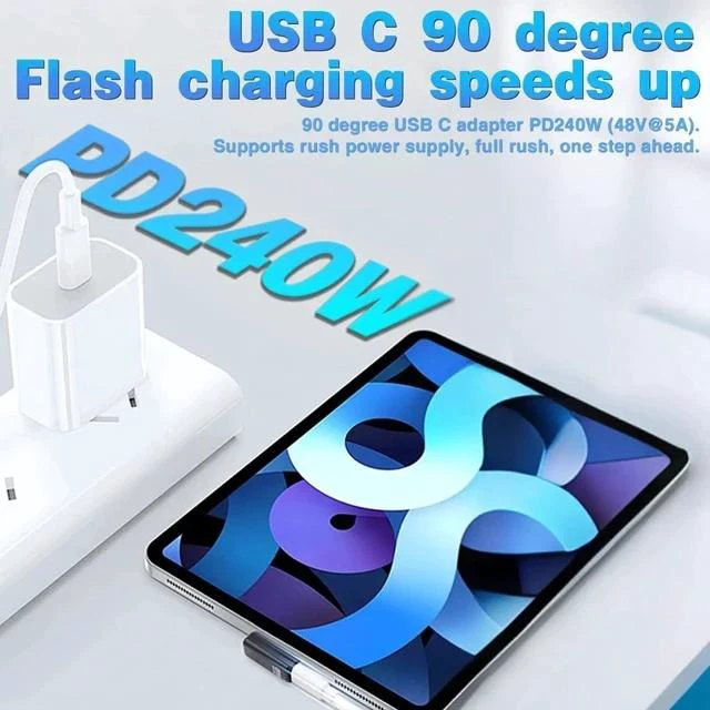 Alt view image 2 of 7 - USB C 90 Degree Adapter, Right Angle USB C Male to Female Adapter80Gbps/240W PD/8K@60Hz 90 Degree Type C Extender Converter for Thunderbolt 5/4, iPhone 16, Steam Deck ROG Ally, 3 Pack
