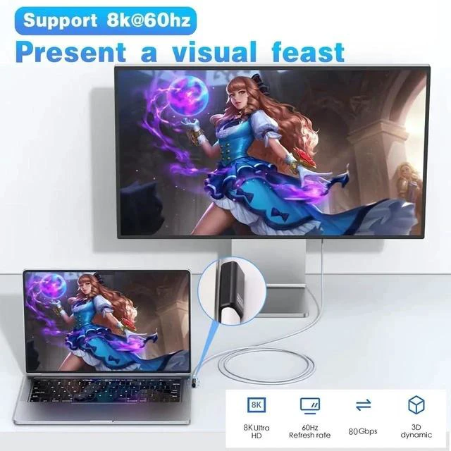 Alt view image 3 of 7 - USB C 90 Degree Adapter, Right Angle USB C Male to Female Adapter80Gbps/240W PD/8K@60Hz 90 Degree Type C Extender Converter for Thunderbolt 5/4, iPhone 16, Steam Deck ROG Ally, 3 Pack