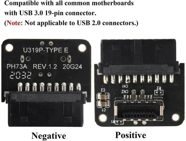 Alt view image 3 of 7 - 1Pack 90 Degree Type E 3.1 to USB 3.0 19Pin Header Adapter Up 90 Degree USB3.1 Female Front Panel Header to USB 3.0 19Pin Female Header Extension Adapter for Computer Motherboard.(19Pin/UP)
