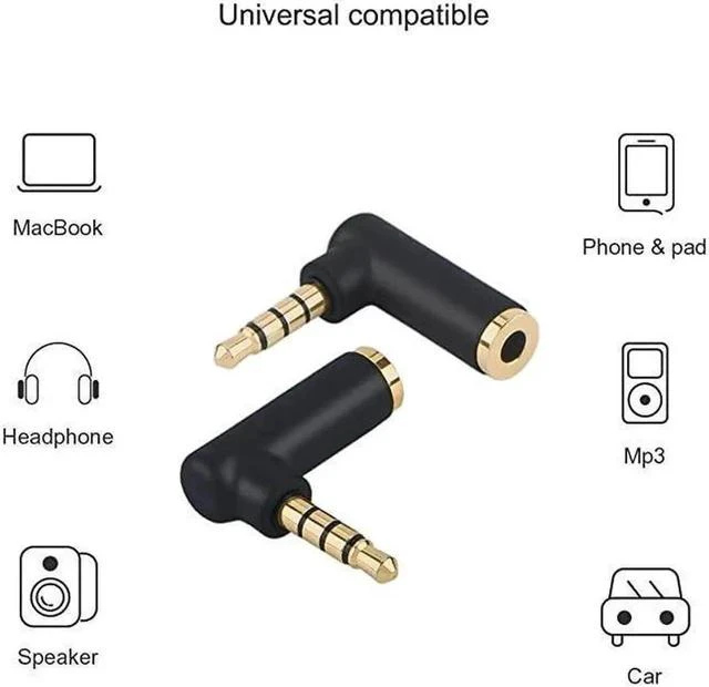 Main image of Angle 35mm Audio Adapter 18 TRRS Stereo Headphone Connector Male to Female Compatible with Headset Tablets MP3 PlayersGame ControllerSpeakersBlack