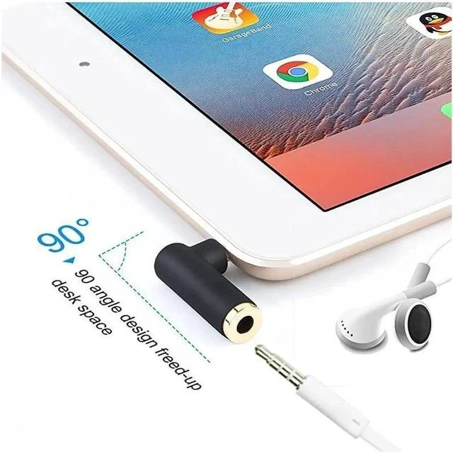 Alt view image 3 of 6 - Angle 35mm Audio Adapter 18 TRRS Stereo Headphone Connector Male to Female Compatible with Headset Tablets MP3 PlayersGame ControllerSpeakersBlack