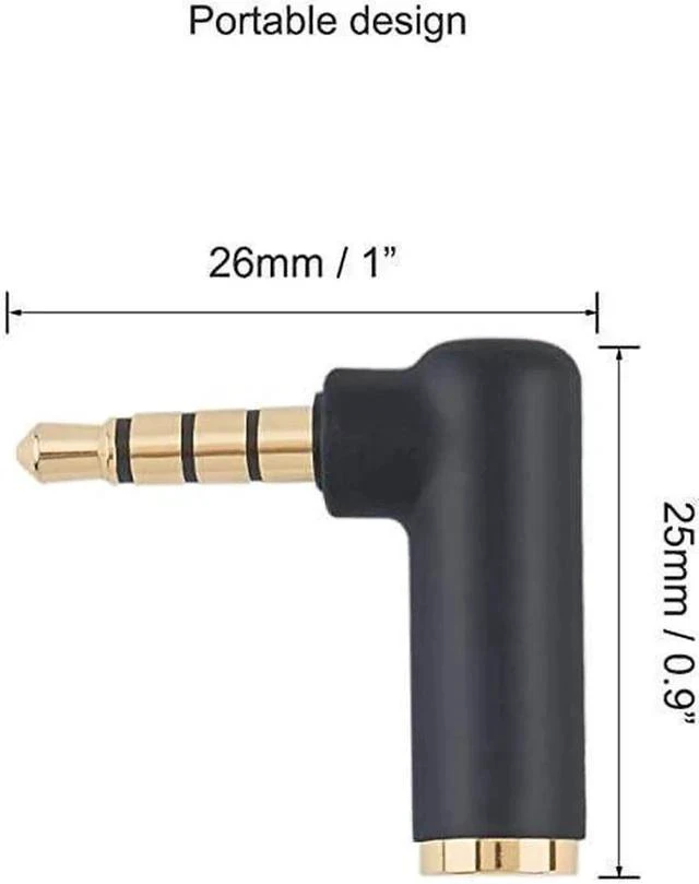 Alt view image 4 of 6 - Angle 35mm Audio Adapter 18 TRRS Stereo Headphone Connector Male to Female Compatible with Headset Tablets MP3 PlayersGame ControllerSpeakersBlack