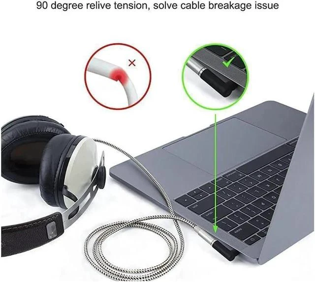 Alt view image 5 of 6 - Angle 35mm Audio Adapter 18 TRRS Stereo Headphone Connector Male to Female Compatible with Headset Tablets MP3 PlayersGame ControllerSpeakersBlack
