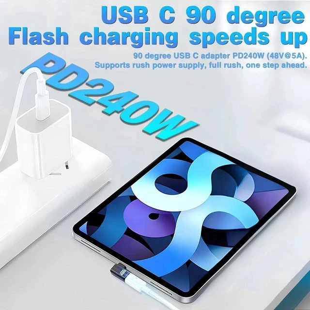 Alt view image 3 of 4 - 90 Degree USB C Right Angle Adapter, 80Gbps Data, 240W Charging, 8K@60Hz Video Male to Female USB-C 90 Degree Adapter for Laptop, MacBook Pro/Ai, iPhone 16, Steam Deck, 5 Pack