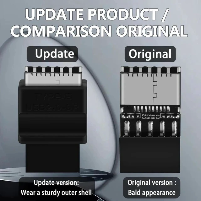 Alt view image 4 of 6 - USB 2.0 to USB 3.2 Gen 1 Header Extension Adapter for Mainboard with Type E Key-A Female Front Panel Socket to 9 Pin Header Internal Conversion Adapter Black
