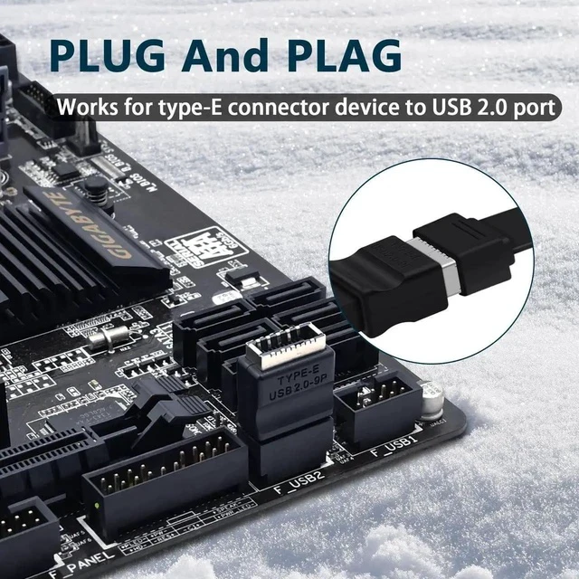 Alt view image 3 of 6 - USB 2.0 to USB 3.2 Gen 1 Header Extension Adapter for Mainboard with Type E Key-A Female Front Panel Socket to 9 Pin Header Internal Conversion Adapter Black