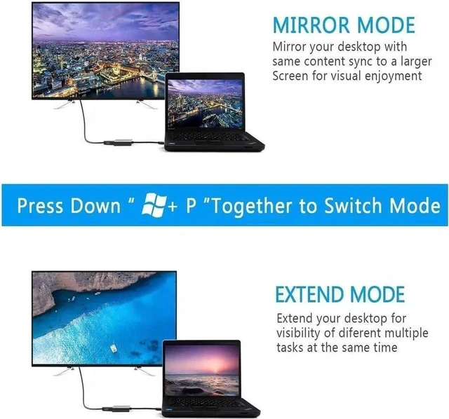 Alt view image 2 of 7 - USB to HDMI Adapter USB 3.0/2.0 to HDMI 1080P/60Hz Multi-Display Graphics Converter Cable with Video Audio for Laptop PC Monitor Projector HDTV Compatible with Windows (Not Support Linux Vista)