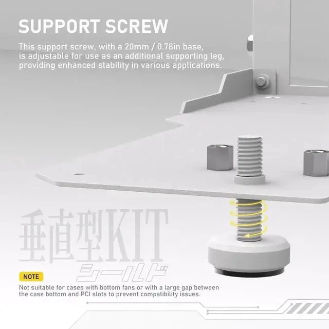 Alt view image 3 of 3 - Vertical GPU Mount with High-Speed PCIE 4.0 Riser Cable, Shield Series, 115mm/4.52in Flexible Extension, 90 Degree Connector, Only Compatible to Full-Opened PCIe Slots-White-YIHPI344-1