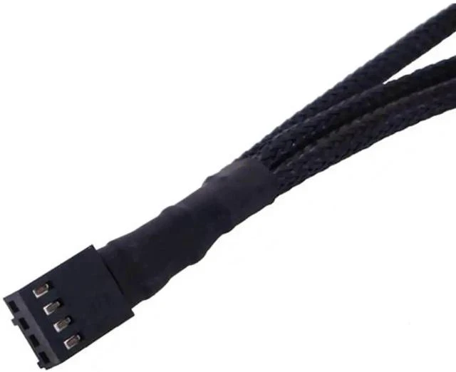 Main image of PWM Fan Splitter Adapter Cable Sleeved Braided Y Splitter Computer PC 4 Pin Fan Extension Power Cable 1 to 3 Converter 10.6 inches 1-Pack