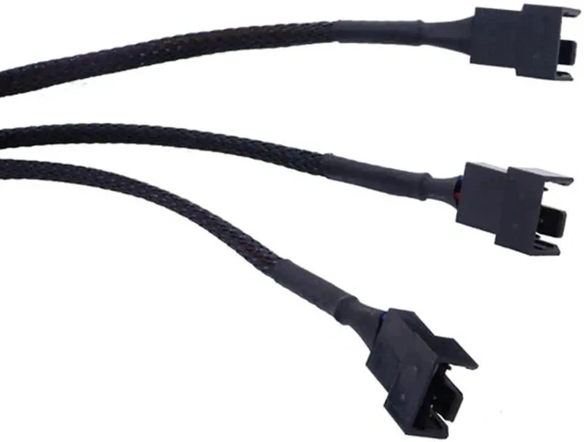 Alt view image 5 of 6 - PWM Fan Splitter Adapter Cable Sleeved Braided Y Splitter Computer PC 4 Pin Fan Extension Power Cable 1 to 3 Converter 10.6 inches 1-Pack