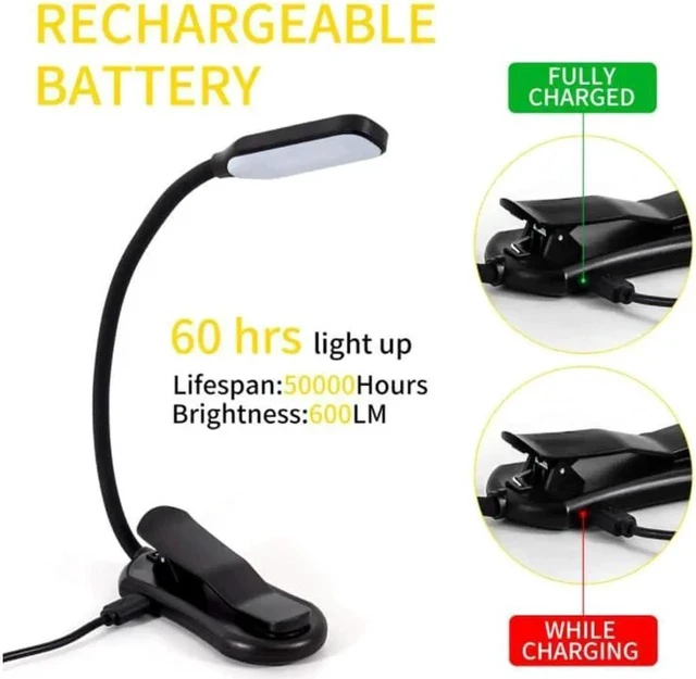 Alt view image 4 of 7 - Gemdeck Rechargeable Book Light Mini 7 LED Reading Light 3-Level Flexible Easy Clip Lamp Read Night Reading Lamp in Bed
