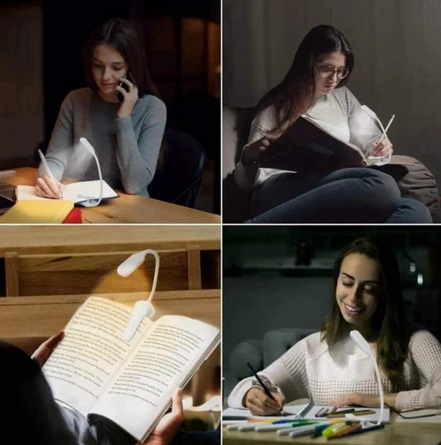 Alt view image 5 of 7 - Gemdeck Rechargeable Book Light Mini 7 LED Reading Light 3-Level Flexible Easy Clip Lamp Read Night Reading Lamp in Bed