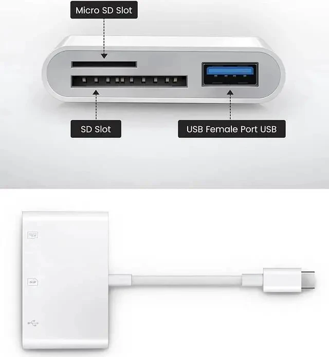Alt view image 4 of 6 - USB C SD Card Reader USB C to SD Card for iPhone 15 16/iPad/Mac/Laptop USB-C/Type C Memory Card Adapter for iMac iPad Pro Air Mini MacBook Pro Air Galaxy MicroSD/SD