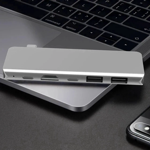Alt view image 4 of 7 - USB C Hub, 5 in 1 Type-C Hub with 4K HDMI, Power Delivery, 2 USB 3.0 Ports, USB C Thunderbolt 3 Compatible for 2016 / 2017 / 2018 MacBook Pro, 2018 MacBook Air, ChromeBook, XPS and More