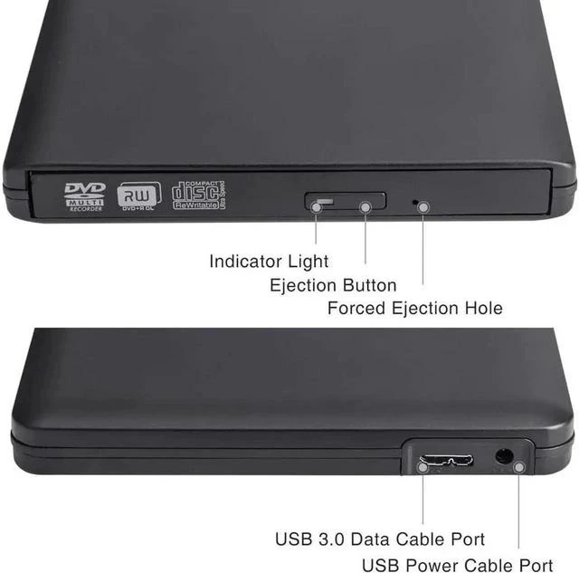 Alt view image 5 of 7 - Aluminum External CD Drive USB 3.0 Portable CD DVD +/-RW Drive DVD/CD ROM Rewriter Burner Writer Compatible with Laptop Desktop PC Windows Mac Pro MacBook (XD058, Black)