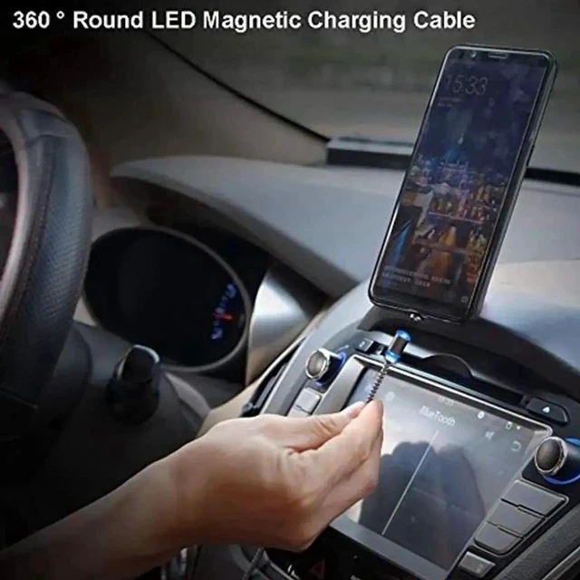 Alt view image 5 of 7 - 6.6ft 90 Degree Magnetic 3 in 1 Charging Cable USB Charger Cable Micro USB/Type C/L Connectors Magnetic Led Indicator for All Cell Phones Universa Charger Cable Multiple Charger Cable (Black)